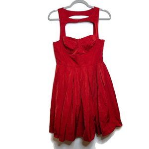 BB Dakota Womens Red Retro Pin Up Bustier Dress Sz 4 Fit Flare 50s Valentines